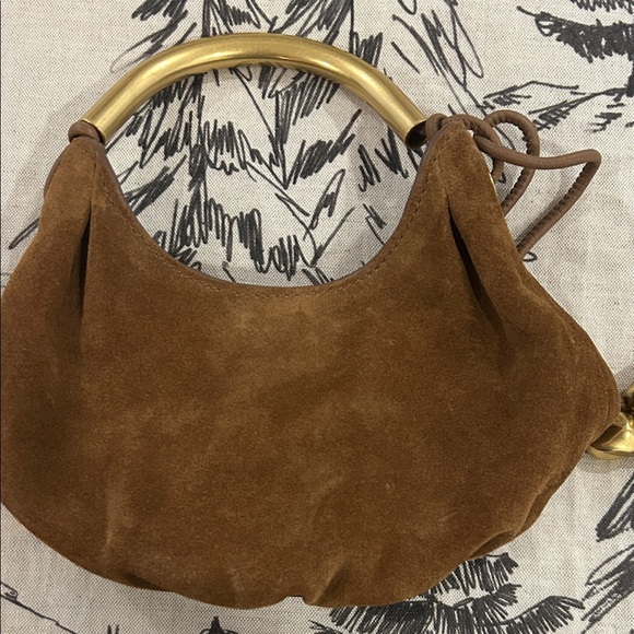 Madewell  Brown Suede Women's Bag with Gold Handle - Picture 3 of 5